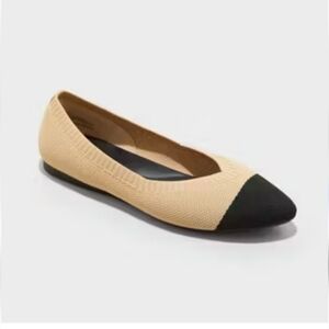 a new day Beige and Black Flats